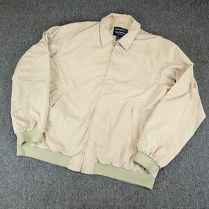 Norm Thompson Men Bomber Jacket Large Tall Beige Polyester Cotton Harrington Zip